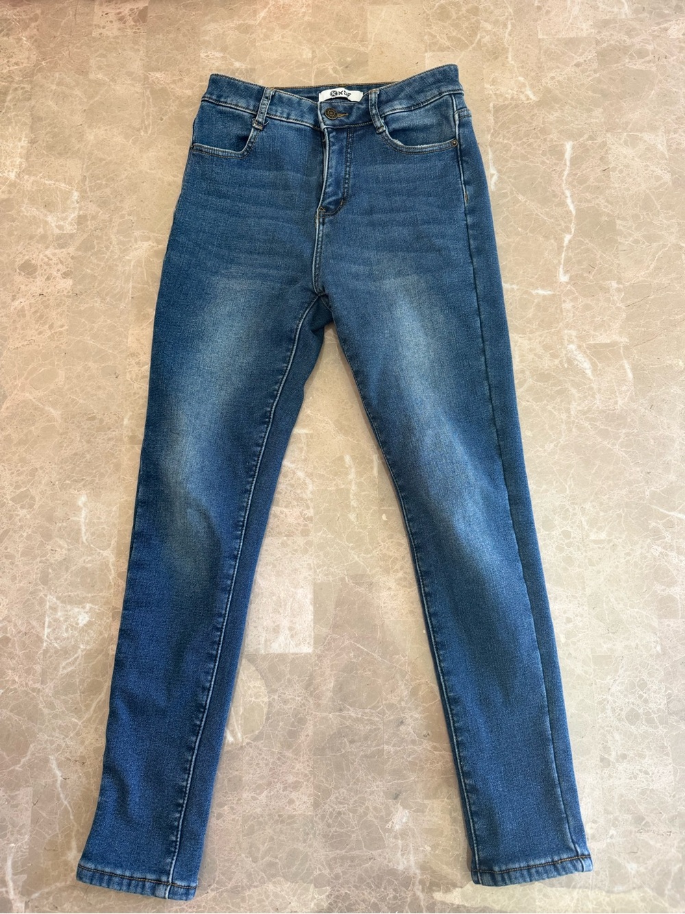 KDF Fleece Lined Skinny Jeans High Waisted Blue Wash Size 4 Cozy Winter Warm